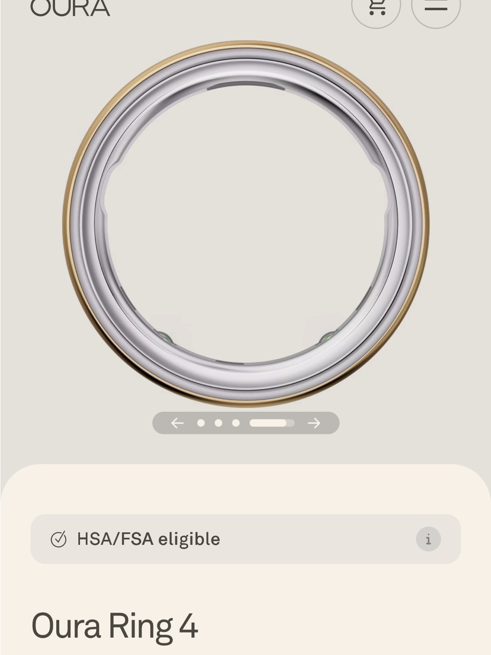 Oura Ring 4 - Gold - Size 7